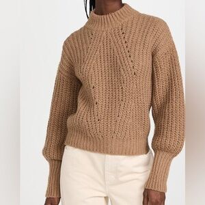 AMO DENIM BIG SUR CREWNECK SWEATER Cowl Neck Baby Alpaca with Balloon Sleeves S